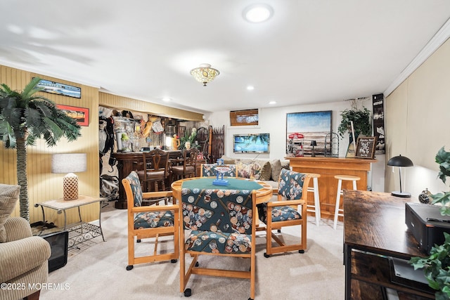 648 Point Ave, Brick, NJ 08724 - carpeted dining space featuring bar area and recessed lighting