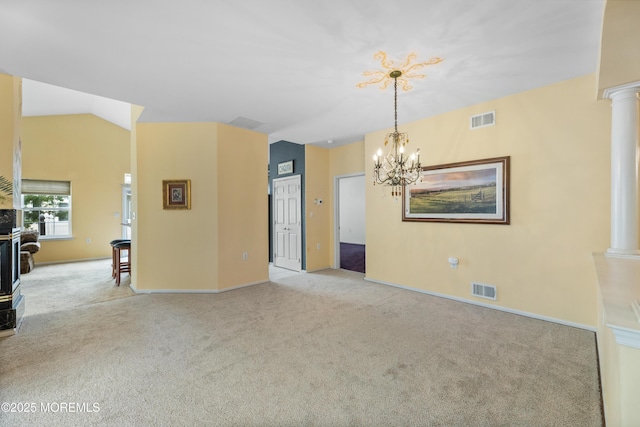 6 Boticelli Ct, Manchester, NJ 08759 - carpeted empty room with a chandelier and ornate columns