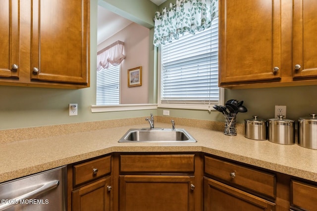 10 Inkberry Ln, Howell, NJ 07731 - kitchen with dishwasher, light countertops, and brown cabinetry