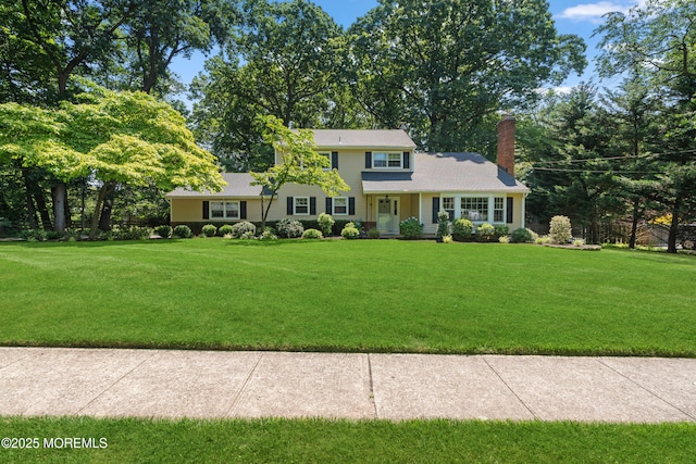 4 Hamilton Hill Rd, Lincroft, NJ 07738 - view of front of property with a chimney and a front lawn