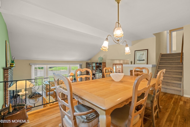 4 Hamilton Hill Rd, Lincroft, NJ 07738 - dining room featuring wood finished floors, stairs, and vaulted ceiling