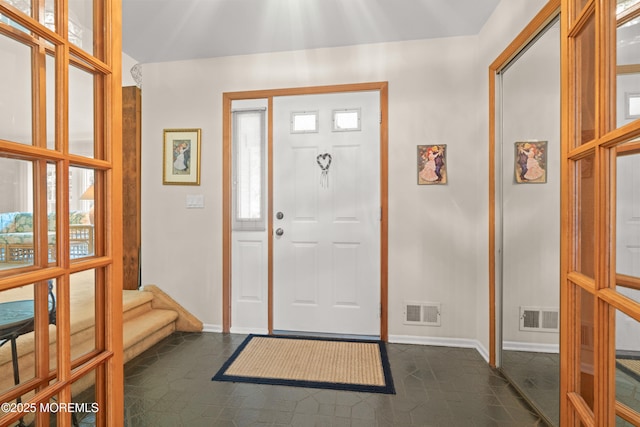 4 Hamilton Hill Rd, Lincroft, NJ 07738 - entryway featuring stairs and dark tile patterned floors