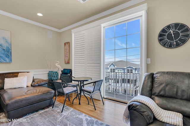 119 Dupont Ave Unit 2A, Seaside Heights, NJ 08751 - living area with wood finished floors, crown molding, and recessed lighting