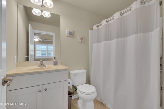 119 Dupont Ave Unit 2A, Seaside Heights, NJ 08751 - bathroom with vanity, curtained shower, ceiling fan, and wood finished floors