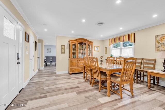 13 Canaries Ct, Toms River, NJ 08757 - dining room featuring ornamental molding, light wood-style flooring, and recessed lighting
