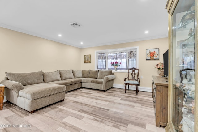 13 Canaries Ct, Toms River, NJ 08757 - living area featuring light wood-style flooring, crown molding, and recessed lighting