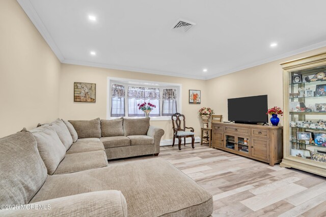 13 Canaries Ct, Toms River, NJ 08757 - living room featuring ornamental molding, wood finished floors, and recessed lighting
