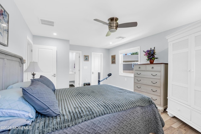 13 Canaries Ct, Toms River, NJ 08757 - bedroom with light wood-style floors, a ceiling fan, and recessed lighting