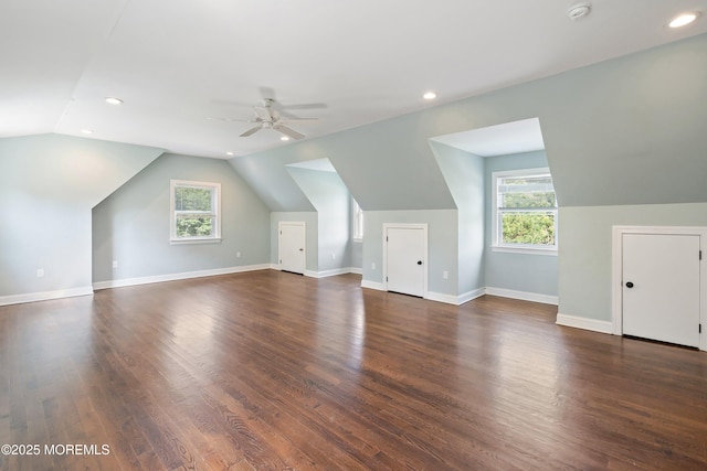 7 Rodeo Ct, Howell, NJ 07731 - additional living space featuring vaulted ceiling, healthy amount of natural light, ceiling fan, recessed lighting, and wood finished floors
