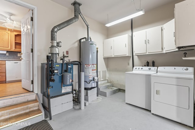 3 Shaw Ct, Toms River, NJ 08757 - washroom featuring separate washer and dryer, gas water heater, and cabinet space
