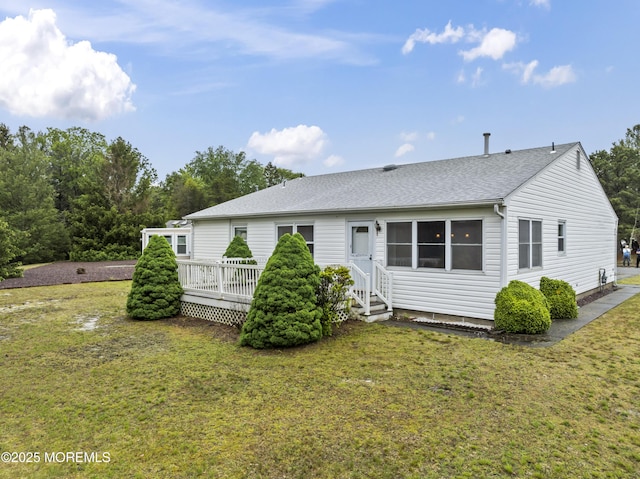 3 Shaw Ct, Toms River, NJ 08757 - back of house featuring a wooden deck, a yard, a shingled roof, and entry steps