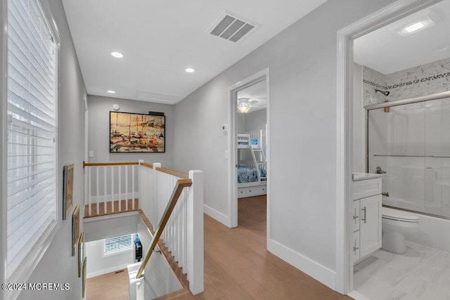 917 Jane Dr, Beach Haven West, NJ 08050 - corridor featuring an upstairs landing, plenty of natural light, recessed lighting, and light wood-type flooring