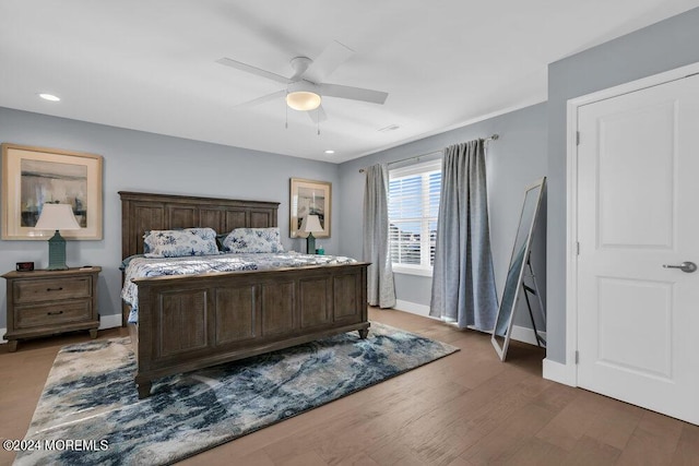 917 Jane Dr, Beach Haven West, NJ 08050 - bedroom with wood finished floors, a ceiling fan, and recessed lighting