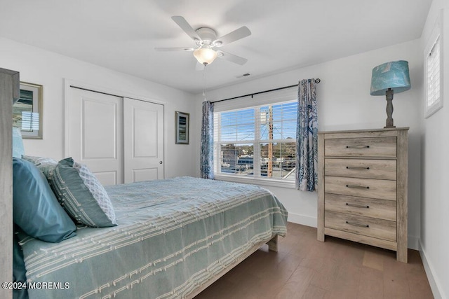 917 Jane Dr, Beach Haven West, NJ 08050 - bedroom with wood finished floors, a closet, and ceiling fan