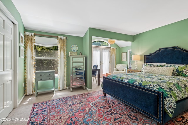 4040 Herbertsville Rd, Wall, NJ 08724 - bedroom featuring french doors, carpet flooring, and lofted ceiling