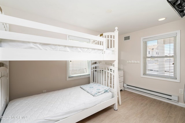 3 Newark Ave, Lavallette, NJ 08735 - bedroom with baseboard heating, multiple windows, wood finished floors, and recessed lighting