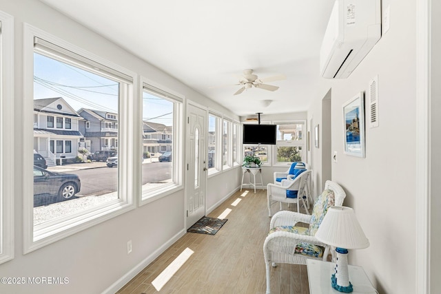 3 Newark Ave, Lavallette, NJ 08735 - sunroom / solarium with a wall mounted air conditioner and wood finished floors