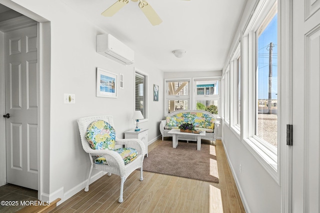 3 Newark Ave, Lavallette, NJ 08735 - sunroom with a wall unit AC, wood finished floors, and plenty of natural light