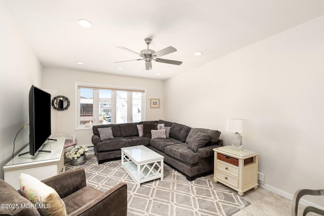 3 Newark Ave, Lavallette, NJ 08735 - living room featuring ceiling fan and recessed lighting