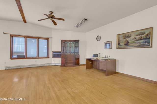 193 Ocean Blvd, Atlantic Highlands, NJ 07716 - office space featuring light wood finished floors, a ceiling fan, a wall unit AC, and a baseboard heating unit