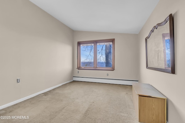193 Ocean Blvd, Atlantic Highlands, NJ 07716 - empty room featuring baseboard heating, lofted ceiling, and light colored carpet