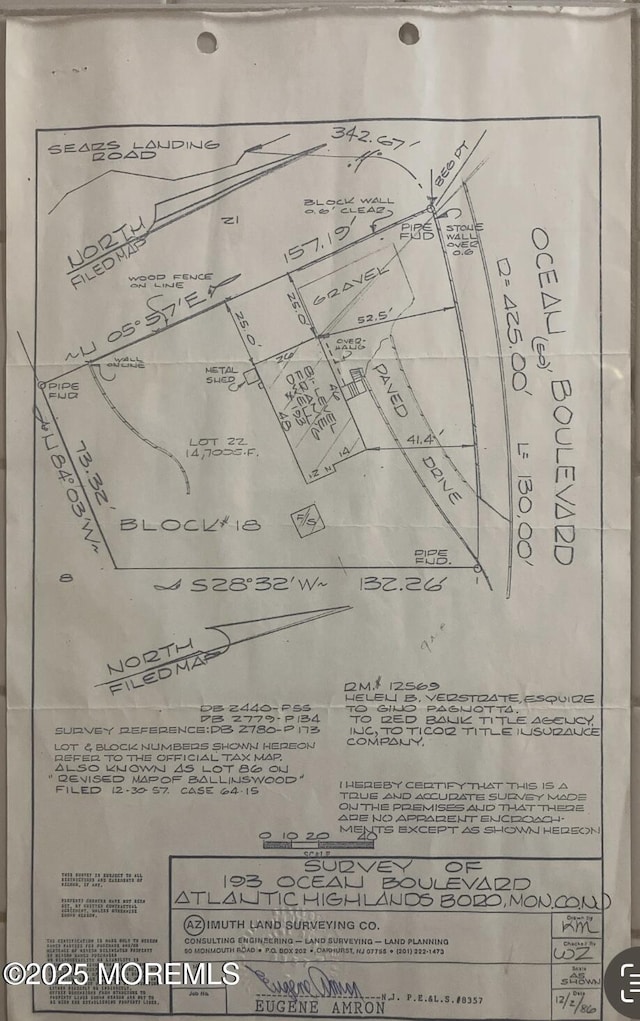 193 Ocean Blvd, Atlantic Highlands, NJ 07716 - survey map / technical document