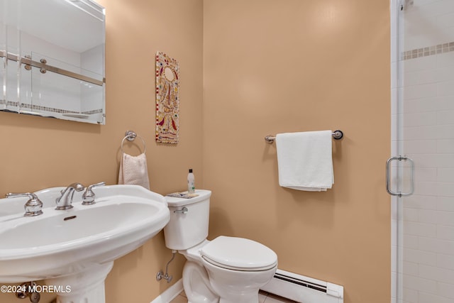 708 New York Blvd, Sea Girt, NJ 08750 - bathroom with baseboard heating and a shower stall