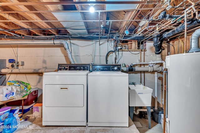 708 New York Blvd, Sea Girt, NJ 08750 - laundry area featuring water heater and separate washer and dryer