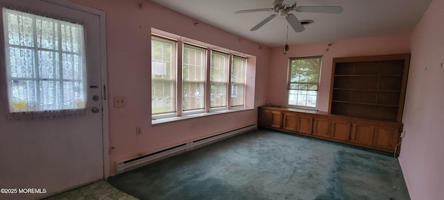 16 Ivy Ct Unit A, Whiting, NJ 08759 - spare room with baseboard heating, a ceiling fan, and light colored carpet