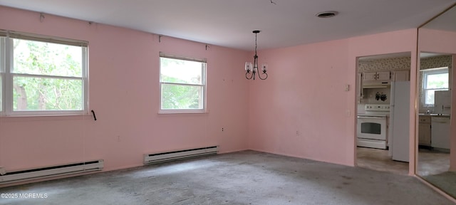 16 Ivy Ct Unit A, Whiting, NJ 08759 - unfurnished dining area featuring a baseboard heating unit and a chandelier