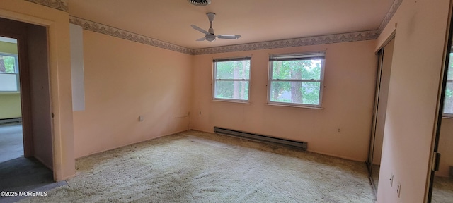 16 Ivy Ct Unit A, Whiting, NJ 08759 - unfurnished room with a baseboard radiator, ceiling fan, and carpet flooring