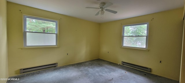 16 Ivy Ct Unit A, Whiting, NJ 08759 - unfurnished room with a baseboard heating unit, carpet, and a ceiling fan