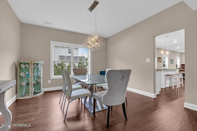 10 Willow Ave, Matawan, NJ 07747 - dining room featuring a chandelier, dark wood-style floors, and recessed lighting