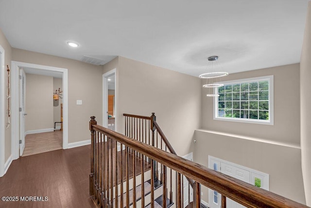10 Willow Ave, Matawan, NJ 07747 - hall featuring an upstairs landing, dark wood-style floors, and recessed lighting