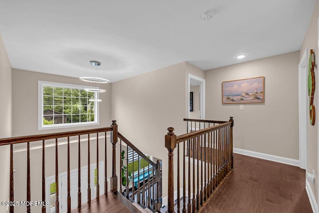 10 Willow Ave, Matawan, NJ 07747 - stairway with wood finished floors, a chandelier, and recessed lighting
