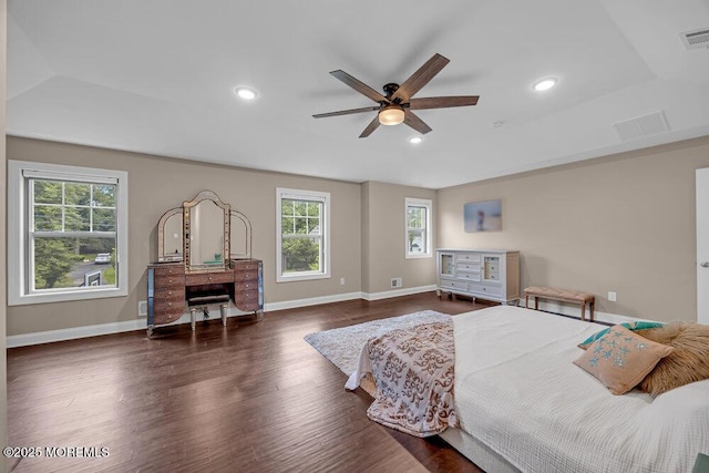 10 Willow Ave, Matawan, NJ 07747 - bedroom featuring dark wood-type flooring, recessed lighting, and ceiling fan
