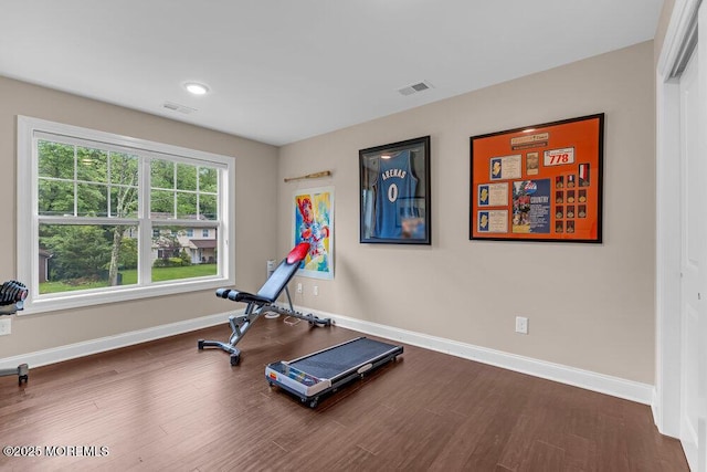 10 Willow Ave, Matawan, NJ 07747 - workout room featuring dark wood-type flooring and recessed lighting