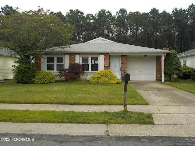 17 Meadowbrook Rd, Brick, NJ 08723 - ranch-style house with an attached garage, a front lawn, brick siding, and concrete driveway