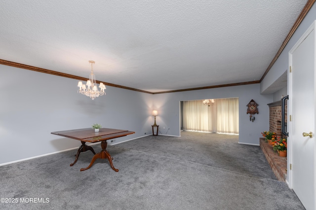 60 Beaumont Ct, Tinton Falls, NJ 07724 - carpeted spare room with a chandelier, a textured ceiling, and crown molding