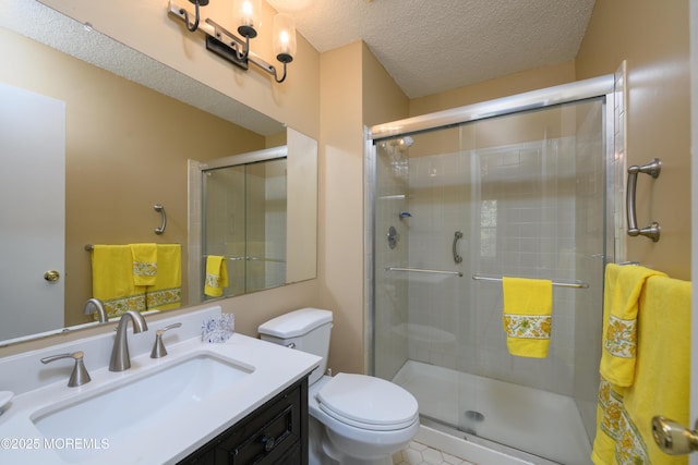 60 Beaumont Ct, Tinton Falls, NJ 07724 - bathroom featuring a stall shower, vanity, and a textured ceiling