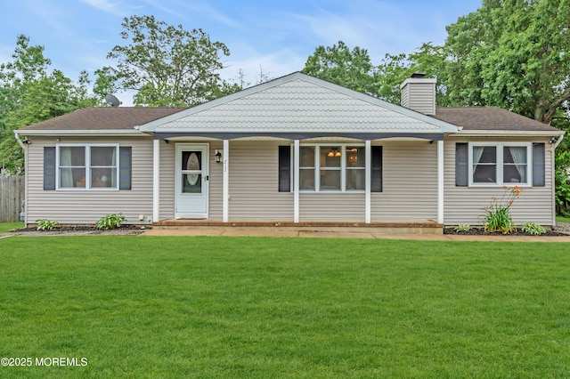 217 Hemlock Dr, Lanoka Harbor, NJ 08734 - single story home featuring covered porch, a chimney, and a front yard