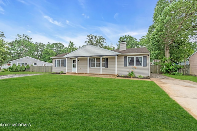 217 Hemlock Dr, Lanoka Harbor, NJ 08734 - ranch-style home featuring a chimney, concrete driveway, and covered porch