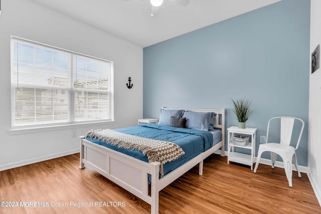 681/2 Shrewsbury Ave, Highlands, NJ 07732 - bedroom featuring light wood-style flooring and ceiling fan