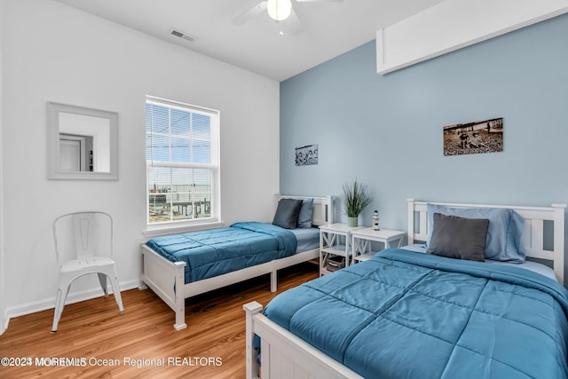 681/2 Shrewsbury Ave, Highlands, NJ 07732 - bedroom featuring light wood-style floors and ceiling fan