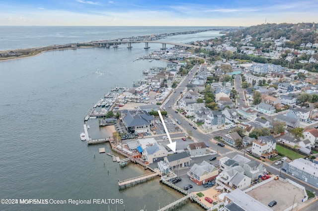 681/2 Shrewsbury Ave, Highlands, NJ 07732 - aerial view of property and surrounding area featuring a notable bridge and nearby suburban area
