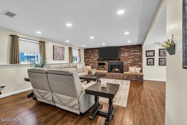 22 Indian Hill Rd, Freehold, NJ 07728 - living room with wood finished floors, recessed lighting, and a fireplace