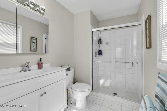 22 Indian Hill Rd, Freehold, NJ 07728 - full bathroom featuring vanity, a shower stall, and tile patterned floors