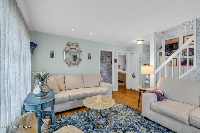 553 Kingfisher Cir, Brick, NJ 08723 - living area featuring wood finished floors and stairway