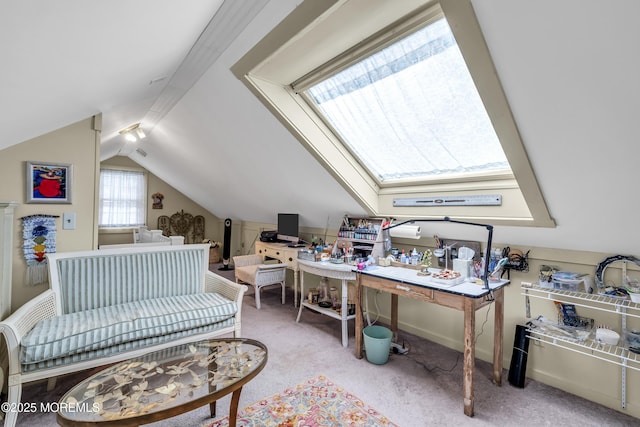 553 Kingfisher Cir, Brick, NJ 08723 - bedroom with vaulted ceiling, carpet floors, and a desk