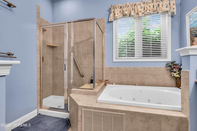 7 Bay Head Ct, Waretown, NJ 08758 - full bathroom with a shower stall, a whirlpool tub, and plenty of natural light
